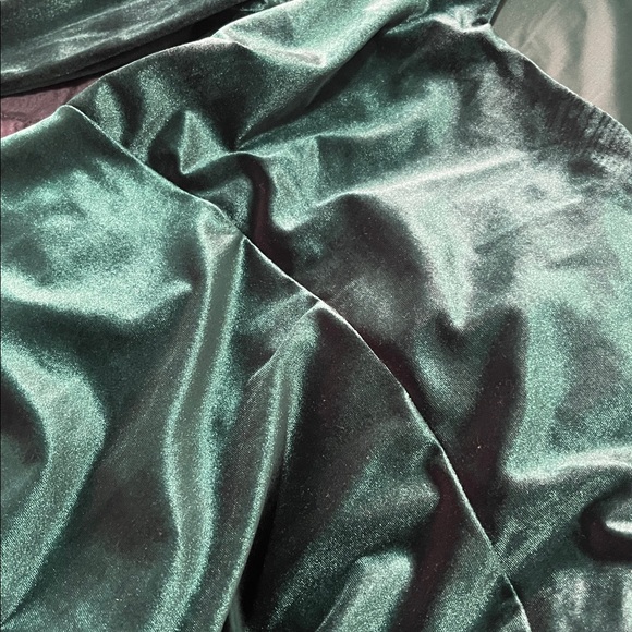 Pink Blush Forest Green Velvet Long Sleeve Side Slit Maternity Dress - Picture 10 of 10